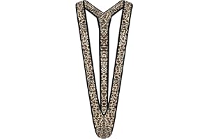Ubric Herrstring leopardmönster mankini, V-formad trosa man badkläder, leopardtryck sexig jumpsuit