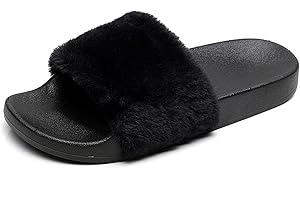 AIOTIO APIKA Femmes Flip Flop Faux Fourrure Slipper Fuzzy Fluffy Comfy Sliders Open Toe Slip sur