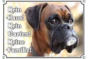 Petsigns Hundeschild - Deutscher Boxer - Warnschild aus Aluminium wetterfest, DIN A5