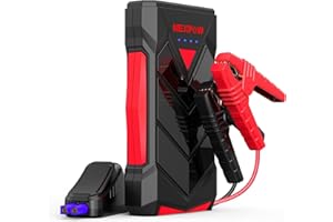 NEXPOW Booster Batterie Voiture, 1000A Portable Jump Starter (Jusqu'à 7.0L Essence ou 5.5L Gazole) Démarrage de Voiture 12V avec Pinces de Sûreté Intelligentes Lampe à LED