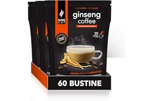 King Cup - 3 Paquetes de 20 Sobres Solubles de Ginseng con Azúcar de Caña, 60 Stick de 20 Gr para Bebida con Sabor de Ginseng da Agregar a Agua Caliente, Sin Gluten y Sin Lactosa