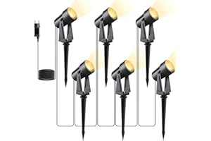 ‎SVATER Svater LED Gartenbeleuchtung 6er Set,20m Gartenstrahler IP65 Warmweiß 3000K Strahler Außen Gartenstrahler Led Außen,27V 900lm Gartenlampen für Draußen, Terrasse, Einfahrt
