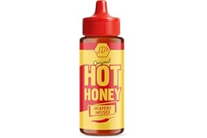 JD's Hot Honey Original | Premium Red Jalapeno Infused Spicy Honey with Red Jalapeno Chilli Flakes | Hot Sauce for Pizza, BBQ, Chicken & more | 1 x 260g