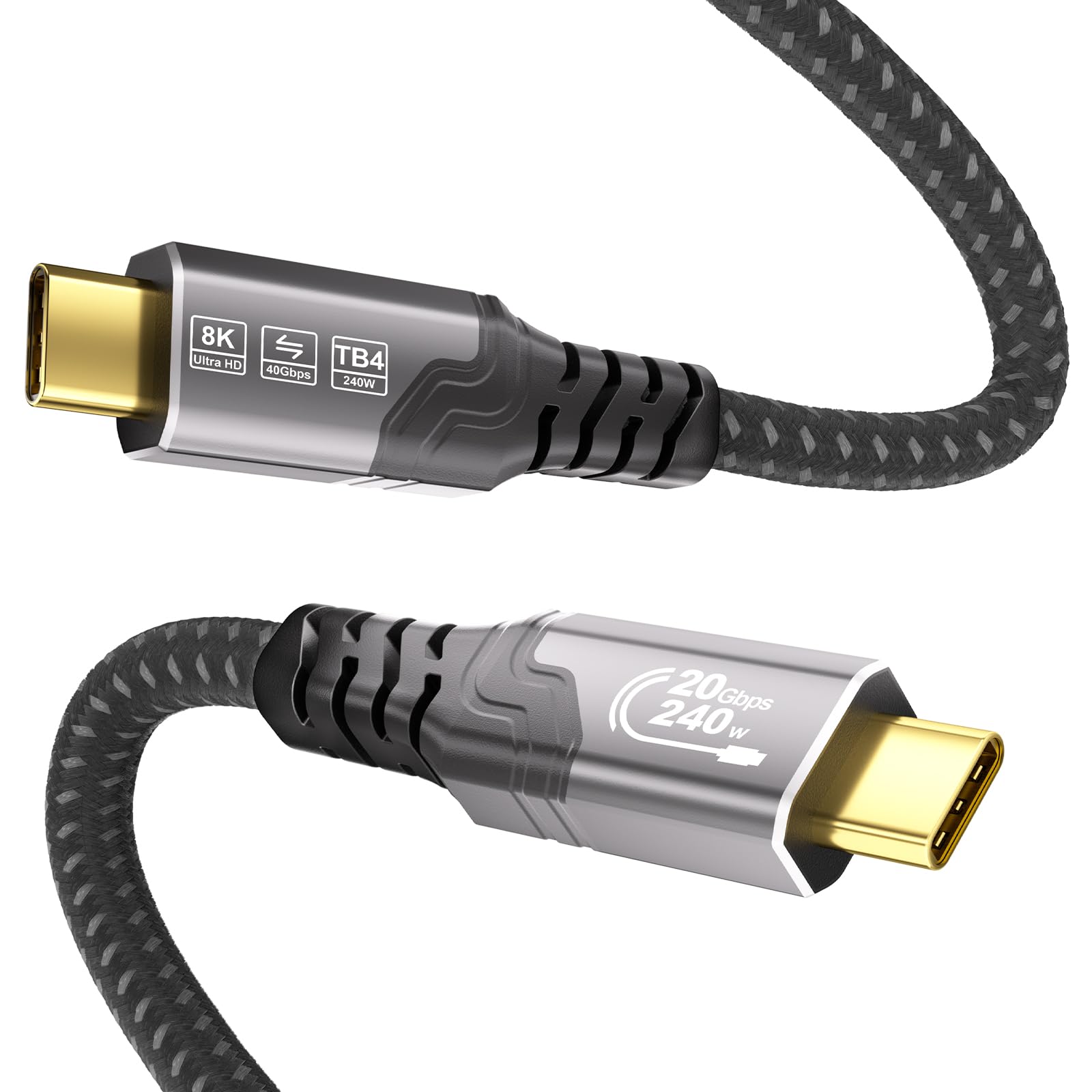 ZIKNYDO USBC to USBC Cable 2m, High Speed USB C 3.2 Gen 2x2 20Gbps, PD3.1 240W Fast Charging, USB C Monitor Cable 4K@144Hz/8K@30Hz Compatible with Thunderbolt 4, MacBook Pro, Switch, SSD, iPhone 17 - 1