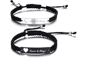 PJ JEWELLERY Magnetic Matching Bracelets For Couples - Personalised Stainless SteelBraided Rope Adjustable Mutual Attraction Couples Bracelets Distance Relationship Bracelet for Him and Her Soulmate