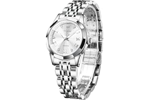 OLEVS Montre Femme Diamant Montre avec Petit Visage Or Argent Bracelet en Acier Inoxydable Étanche Date Montre