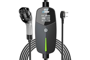 EVDANCE EV Charger Type 2 UK 3 Pin 20ft/6.1m [6/8/10/13A] Portable Electric Car Charger for EV & PHEV, Adjustable Current, IP66 Type 2 Charging Cable for Home & Travel