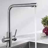 CECIPA 3-Way Kitchen Tap, Osmosis Tap with 2 Levers | 360 Degree Swivel Kitchen Faucet Sink with Cold and Hot Water and Filte