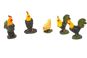 BETTER WITH FRIENDS 5 x gallinas y gallos. Pollos. figuritas de Navidad 6cm. Conjunto de Escena de Natividad, Figuras .Animales, Nacimiento de jesús. 3 Reyes. oficios belén, Dios. Accesorios para Modelos a Escala