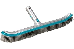 BAYROL Brosse de Nettoyage - 45 cm avec Poils en Acier Inoxydable - raccord en Aluminium - pour Les bassins en carrelage et en mosaïque - Compatible avec Toutes Les perches télescopiques Standard