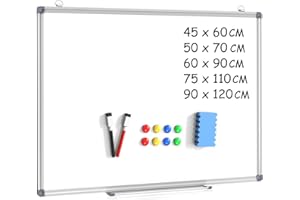 DOLLAR BOSS Magnetic Whiteboard 88 X 118 cm Dry Erase White Board for Walls with Pen Tray, Aluminium Trim and Dry-Wipe Writing Surface for School, Home and Office