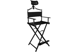 TRESICE FRANCE Tresice Francia - Silla de maquillaje de aluminio con reposacabezas plegable