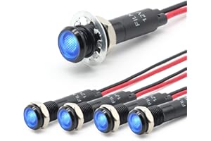 ‎FILN FILN 5pcs 8mm 12-24V LED-wasserdichte Anzeige schwarze anodisierte Alarmlampe,blaue Signallampe für Automobile, Yachten und andere industrielle Geräte.
