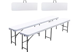 Globewolf Outdoor FOLDING BENCH 6FT/180cm with Carry Handle - Portable Large Heavy Duty Folding Bench for Camping Catering Picnic Dining - Easy Fold Up Bench on Sturdy Safe Locking Metal Leg