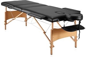 Careboda Mesa de masaje plegable profesional portátil spa cama de pestañas con refuerzo de 82 pulgadas de altura ajustable con patas de haya dura para tatuajes, pestañas, bolsa de transporte y