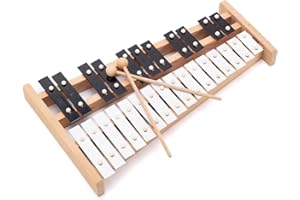 CeleMoon 27 Note Full-Size Glockenspiel Xylophone with Wood Base - Professional Percussion Instrument with 2 Mallets for Beginners & Musicians