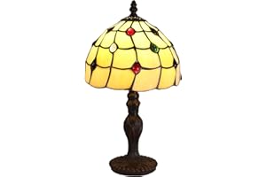 FUMAT Lampa stołowa Tiffany, 8 cali Vintage Lampa Biurkowa, Witrażowy Abażur, do Salonu, Sypialni, Gabinetu, Hotelu