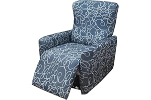 JORTUIO Funda de Sillón Relax Reclinable 4 Piezas, Completo Protector para Sillón Reclinable, Funda de Sofá Antideslizante para Silla Eléctrica Relax 1 Plaza Spandex Funda para sillón con Bolsillos