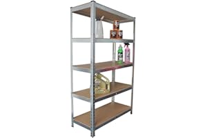 Panana 5 Tier Heavy Duty Boltless Metal Shelving Shelves 180cm /150cm Storage Rack Shelf Garage Home (Silver, H 150 x W 70 x D 30 Cm)