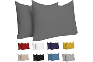 Dreamzie Federa Cuscino (Set di 2) - Antracite Cotone - Per i Cuscini 50 x 70 cm - 100% Jersey di Cotone - Federa da Cuscino - Copri Cuscino per Letto - Fodera Protezione per Cuscino