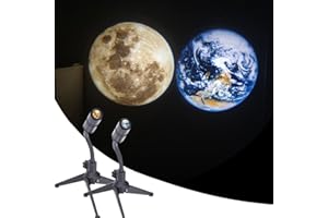 BomKra Projecteur de lune, lampe de projection 2 en 1 de la lune, de la terre, rechargeable par USB, rotation à 360 °, veilleuse LED d'ambiance Y2K, décoration de chambre pour selfie, arrière-plan de
