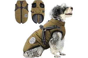 Savlot Dog Coat with Harness Dog Jacket with Zipper Reflective & Waterproof Winter Jackets for Small and Medium Dogs and Cats