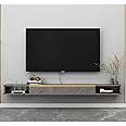 Manhanz Floating Tv Unit Wall Mounted TV Shelf,with a Flip-Down Storage Space-Hinged Connection,Arc-Shaped Rounded Corners to Prevent Bumps/B / 140×22×16cm