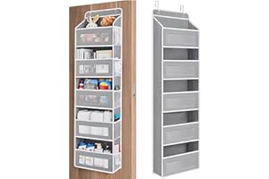 DDGAO Organizer da appendere sopra la porta, 5 tasche trasparenti con finestra per giocattoli, portafogli e asciugamani (aggiornamento)