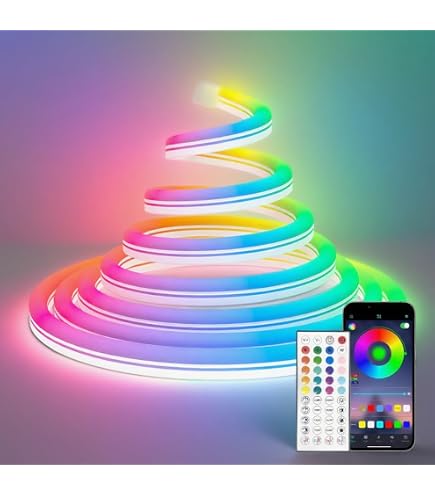 BRIMAX RGBIC LED Neon Streifen 10m – App- & Fernbedienung, IP67 Wasserdicht, Musiksync, Schneidbar, Inkl. Netzteil