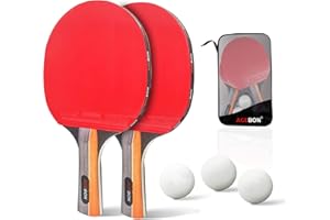 ACEBON Sportowy zestaw wiosła do ping-ponga z wysuwaną siatką do tenisa stołowego, dwoma wiosłami premium, trzema piłkami i przenośną torbą, do zabrania w dowolne miejsce (czarny)