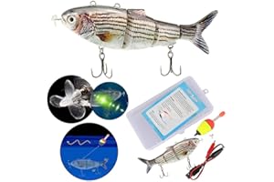 CaCaCook Señuelo artificial para peces robóticos, flotador, eléctrico, recargable por USB, multiarticulación, cebo artificial Swimbaits con luz LED, cebo duro, dispositivo de pesca, 130 mm