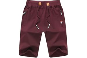 JustSun Mens Shorts Casual Sports Joggers Shorts with Elastic Waist Zipper Pockets