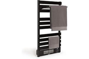 CREATE / WARMTOWEL Pro + Estante/Toallero eléctrico con Calefactor y WiFi con Estante 3 Barras y Gancho Negro / 101x13x55cm /1500W, 2 potencias, estancias hasta 12m², tecnología PTC