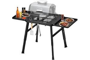 NOMIOU Soporte para barbacoa de horno exterior Ninja Woodfire serie, soporte móvil con mesa auxiliar, accesorio para horno de pizza