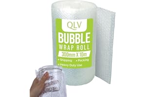 QLV Heavy-Duty Bubble Wrap Roll 300mm x 10m - Small Air Bubbles Protective Packing Bubble Wrap - Strong and Durable Air Bubble Packaging for House Moving, Shipping, Mailing and Packing Storage Boxes