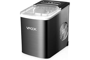 VPCOK DIRECT Macchina Ghiaccio 12KG/24h, Macchina del Ghiaccio Casa 2.2L Professionale in Acciaio inox, S/L Dimensioni Ghiaccio, Pronto in 6-13 Minuti, Macchina per il Ghiaccio Silenzioso, Ice Maker per Casa/Bar