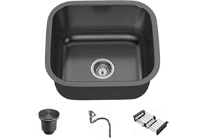 TULAZOU Évier de cuisine, gris foncé, 40 x 38 cm, encastrable, en acier inoxydable, pour lavabo de cuisine