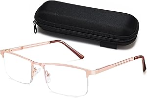 LITIMA Gafas De Lectura Hombre, Gafas de Lectura Hombres Anti Luz Azul, Rectangular Metal Acero Inoxidable