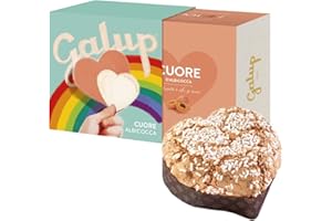 Galup Dolce a Forma di Cuore a Lievitazione Naturale, con Albicocche Candite nell'Impasto e Granella di Zucchero, Torta Dedicata alla Festa della Mamma e a chi si Ama-500g