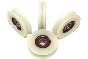 VIIAN Pack de 4 roues de poulie en nylon polyamide avec rainure en V à 90 ° - Roues de guidage linéaires, 58 mm Diameter - 10 mm Bearing, 4