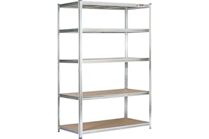 Rhino Racking - 2 Bays - 5 Tier Heavy-Duty Industrial Storage Shelves - Galvanised - 180x120x60cm
