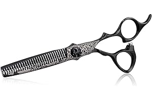 PURPLEBIRD Ciseaux Coiffure Professionnel Ciseaux Cheveux Débutant Ciseaux Efiler Désépaissir 6 Pouces Striping Damas Imprimé ATS314 Acier Inoxydable Japonais pour Débutant Coiffeur Etudiant Bébé Femme Homme