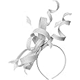 Caprilite Sinamay Headband Swirl Fascinator For Women Wedding Ascot Races (White)