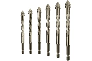 GENERISCH Hochfeste Exzenterbohrer, Vierschneidige Sägezahn Bohrer, Titanbeschichtung, Hartmetallspitze Vierschneidiger Gezackter Bohrer für Beton, Mauerwerk, Ziegel, Metall, Holzs (4+5+6+8+10+12mm)