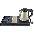 Shoppers Hub PNQ Electric Kettle with Welcome Tray Set (Set Contains 1 Unit of Honeyson Branded Premium 1.2 Litres Electric Kettle & 1 Unit of ABS Fibre Based Tray with Sugar, Straw & Sachet Holder)