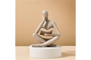 SIETIOJI Wohnkultur Sandstein Lesedenker Statue Moderne Figuren Abstrakte Ästhetische Skulptur Denker Harz Statue Set für Heimdekoration Wohnzimmer Büro Bücherregal Regal Tisch (A-Sandstein)