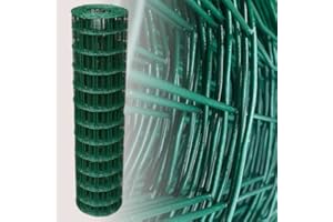 Garmix Grillage Jardin Vert | Maille 7,5x10cm| Clôture Jardin Potager | Enclos Animaux Chien | Fils de Fer Galvanisé + PVC, Rouleau 25m (120cm)