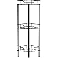 Detukna Corner Shower Caddy, 3 Tier Shower Organizer Shelf for Inside Shower, Stainless Steel Floor Corner Shower Bathroom Shelves Stand Rack for Bathroom Balcony Kitchen, No Drilling, Black