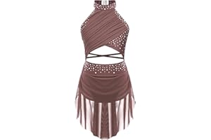 YiZYiF Vestito da Balletto Bambina Costume di Danza Senza Maniche Abito da Ballo Lirico Contemporaneo Body da Ginnastica Vestito Pattinaggio Artistico