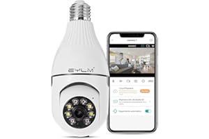 EYLM Light Bulb Security Camera 3MP, 2.4GHz WiFi 1296P Wireless Cameras, 355 Degree View Bulb Camera for Home Security with Motion Detection Alarm Night Vision Two-Way-Talk into E27 Light Bulb Socket